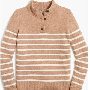 JCrew striped button front pullover in extra soft yarn